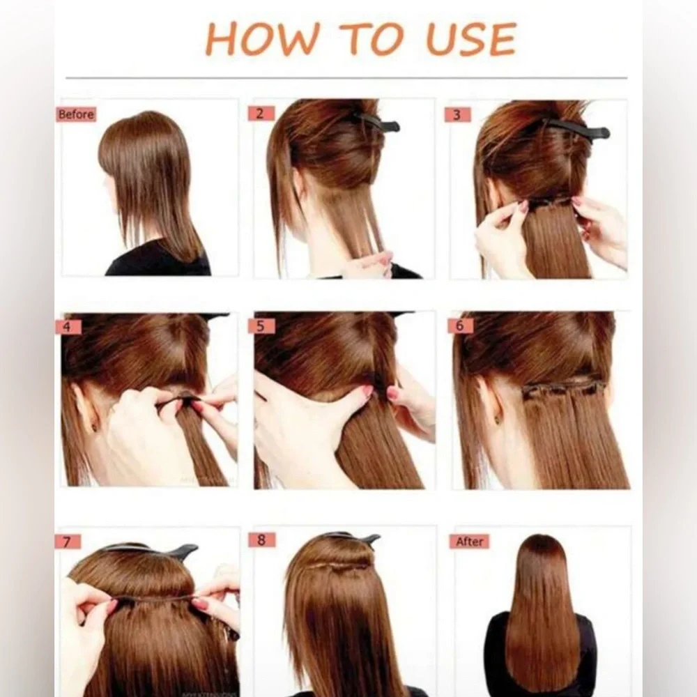 22” Black Curly  Clip-In Hair Extensions Human Hair Blend Full Set with‎ Clips